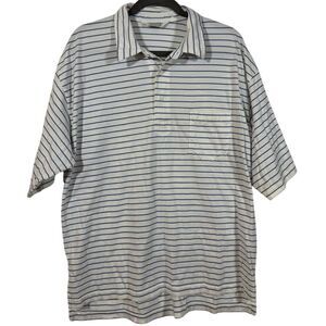 Brooks Brothers‎ Classic Striped Cotton Polo Shirt White Blue XL